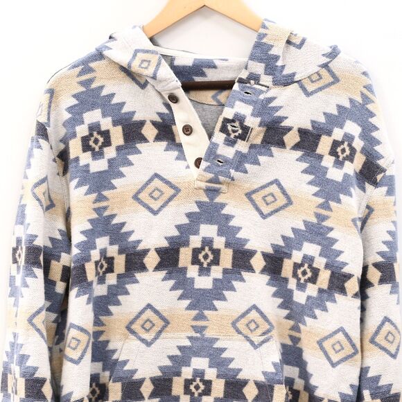 Faherty Men's DGF Knit Pacific Hoodie Aztec Southwestern Blue Star L NWD 281728 - Picture 6 of 9